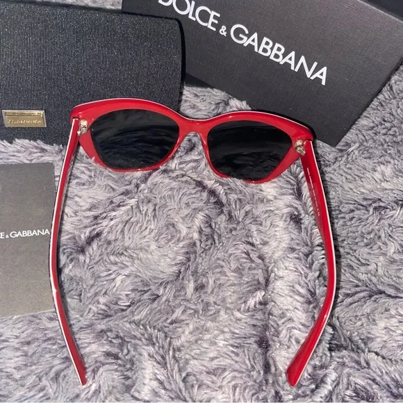 Dolce & Gabbana Red and Black Sunglasses Floral Design - Picture 5 of 8